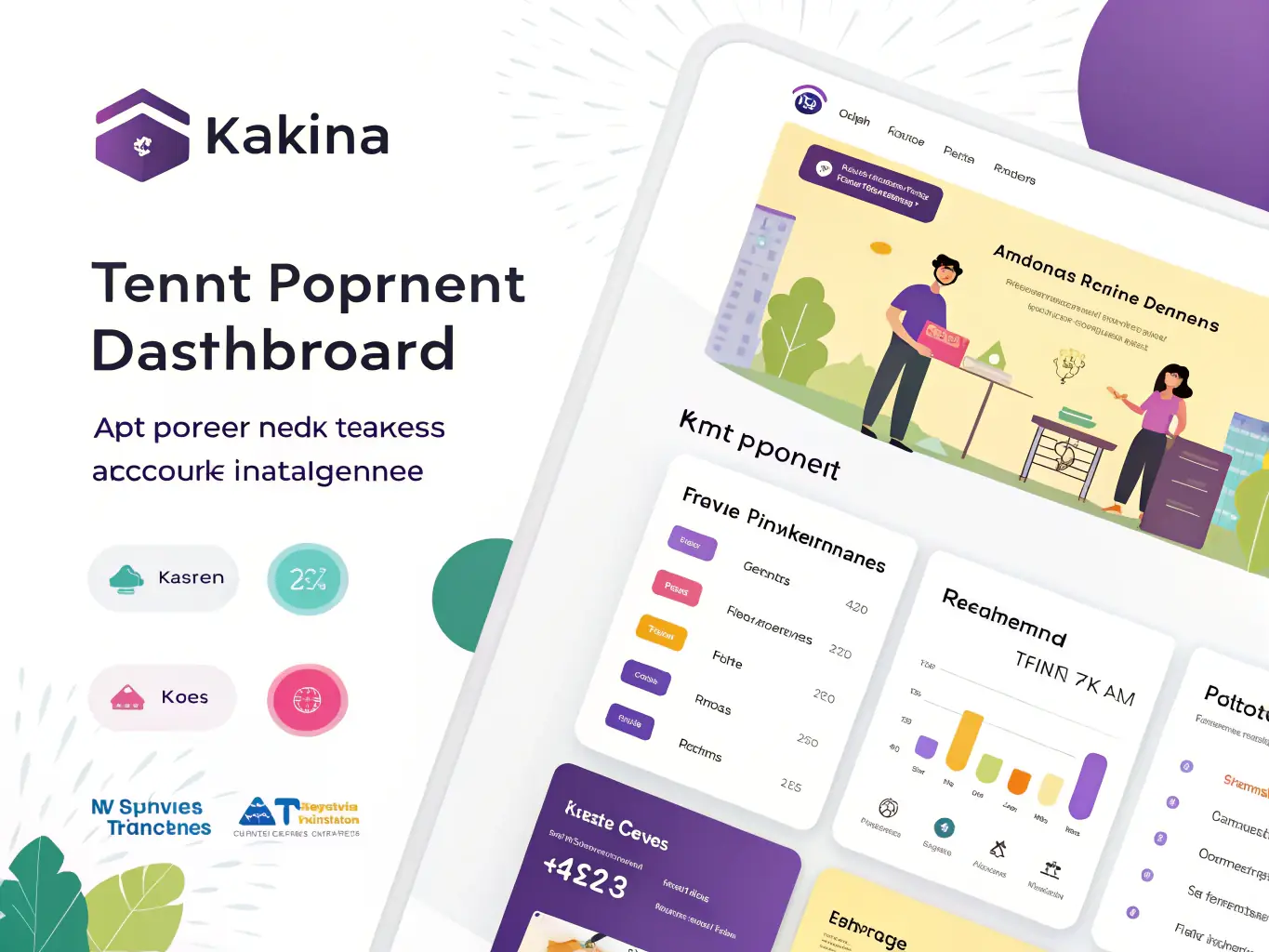 An illustration depicting automated rent collection with digital payment options, showing tenants making online payments and landlords receiving instant notifications.